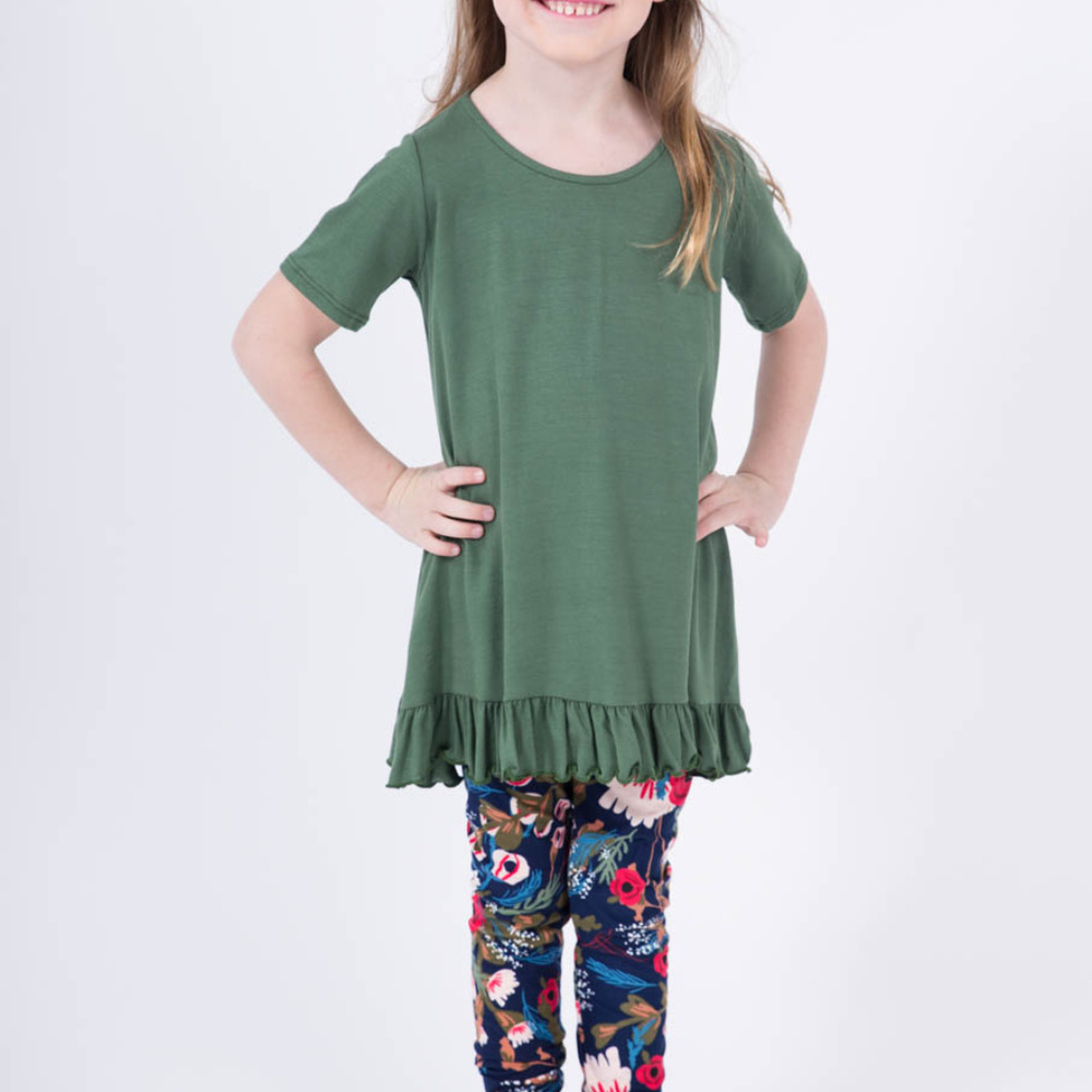 Kid Ruffle Tunic Olive